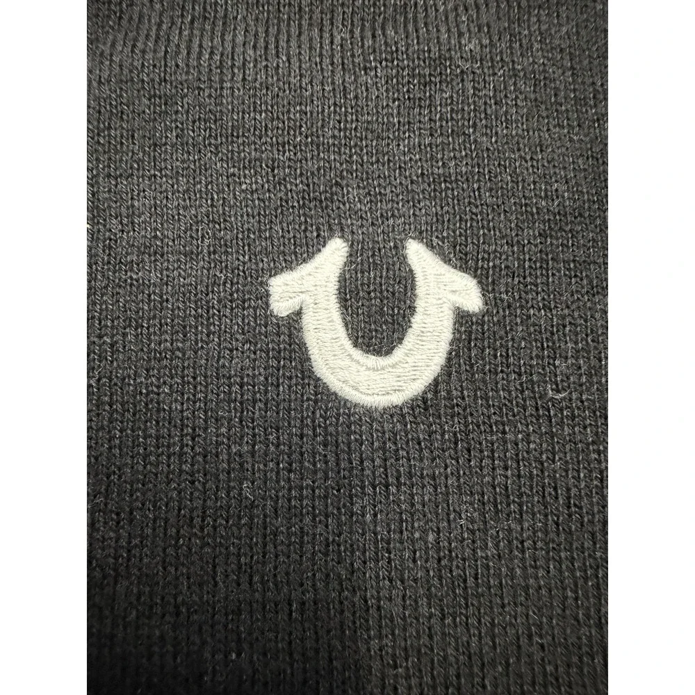 True Religion HS LS Crewneck Sweater Black Pullover Men's Size L